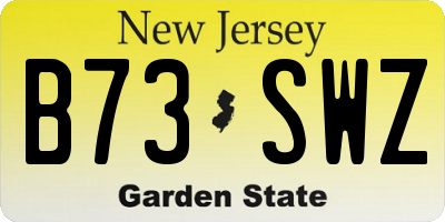 NJ license plate B73SWZ