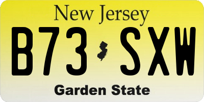 NJ license plate B73SXW