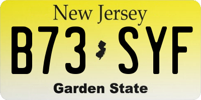 NJ license plate B73SYF