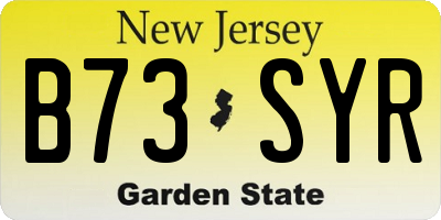 NJ license plate B73SYR