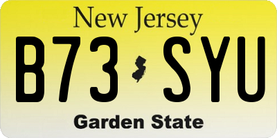 NJ license plate B73SYU