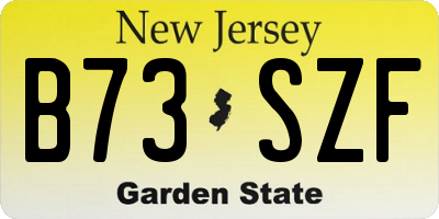 NJ license plate B73SZF
