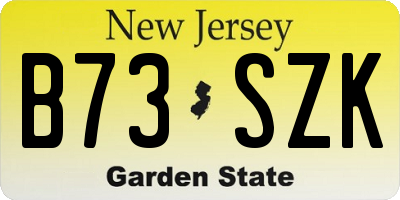 NJ license plate B73SZK