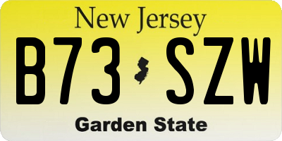 NJ license plate B73SZW
