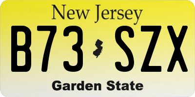 NJ license plate B73SZX
