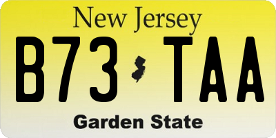 NJ license plate B73TAA