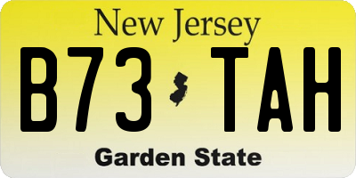 NJ license plate B73TAH