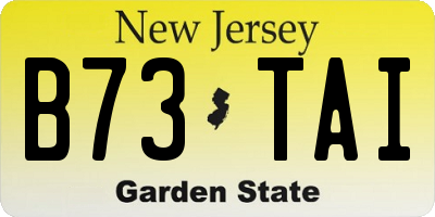 NJ license plate B73TAI