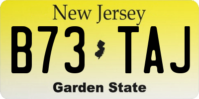 NJ license plate B73TAJ
