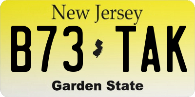 NJ license plate B73TAK