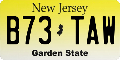 NJ license plate B73TAW