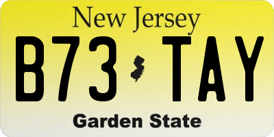 NJ license plate B73TAY