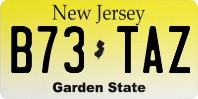 NJ license plate B73TAZ