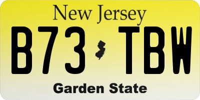 NJ license plate B73TBW
