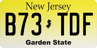 NJ license plate B73TDF