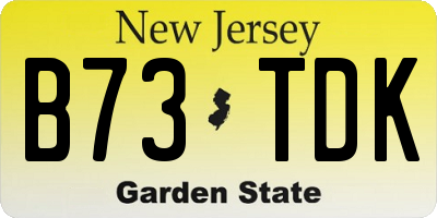 NJ license plate B73TDK