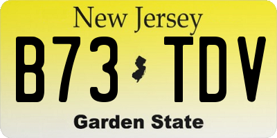 NJ license plate B73TDV