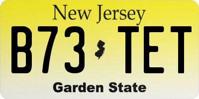 NJ license plate B73TET