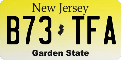 NJ license plate B73TFA