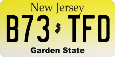 NJ license plate B73TFD