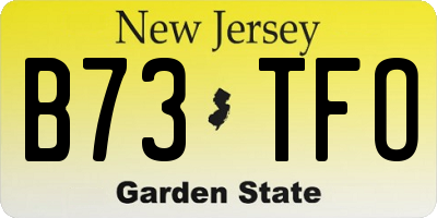 NJ license plate B73TFO