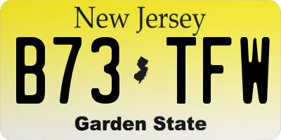 NJ license plate B73TFW