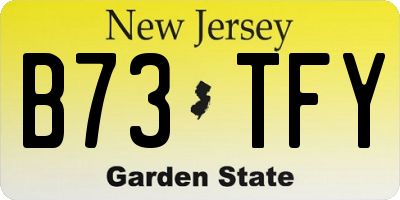 NJ license plate B73TFY