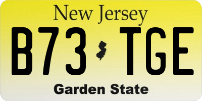 NJ license plate B73TGE