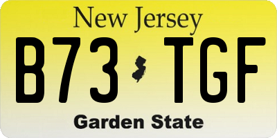 NJ license plate B73TGF