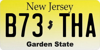 NJ license plate B73THA