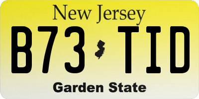 NJ license plate B73TID