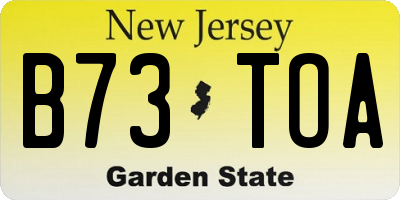 NJ license plate B73TOA
