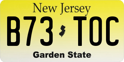 NJ license plate B73TOC