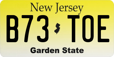 NJ license plate B73TOE