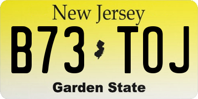 NJ license plate B73TOJ