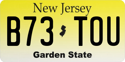 NJ license plate B73TOU