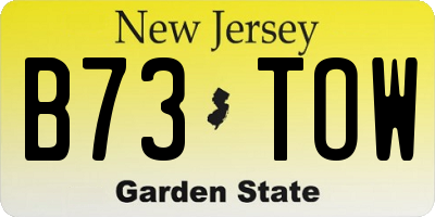 NJ license plate B73TOW