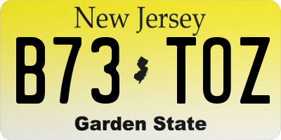 NJ license plate B73TOZ