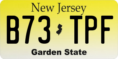 NJ license plate B73TPF