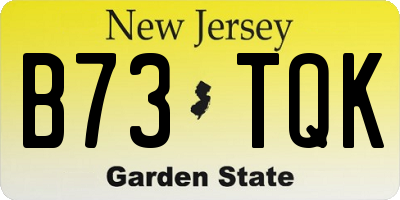 NJ license plate B73TQK