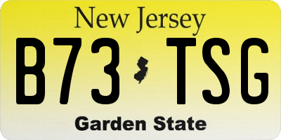 NJ license plate B73TSG