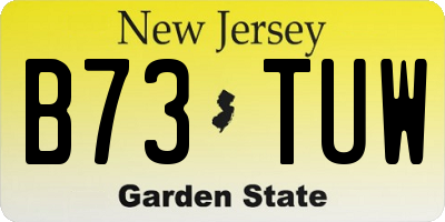 NJ license plate B73TUW