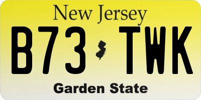 NJ license plate B73TWK
