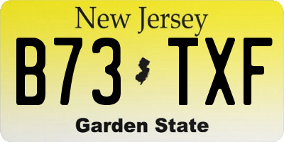NJ license plate B73TXF