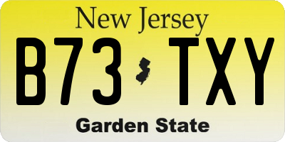 NJ license plate B73TXY