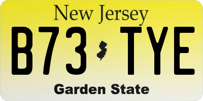 NJ license plate B73TYE