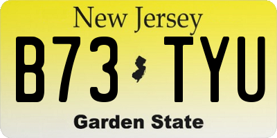 NJ license plate B73TYU