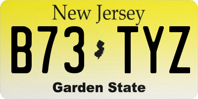 NJ license plate B73TYZ