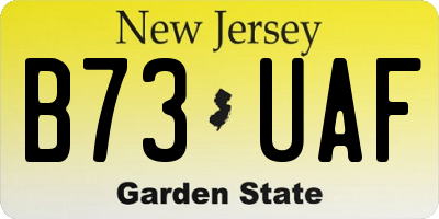 NJ license plate B73UAF