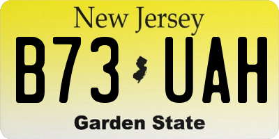 NJ license plate B73UAH